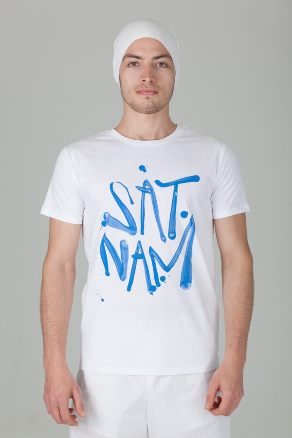Männer Sat Nam T shirt Blau Rundhals