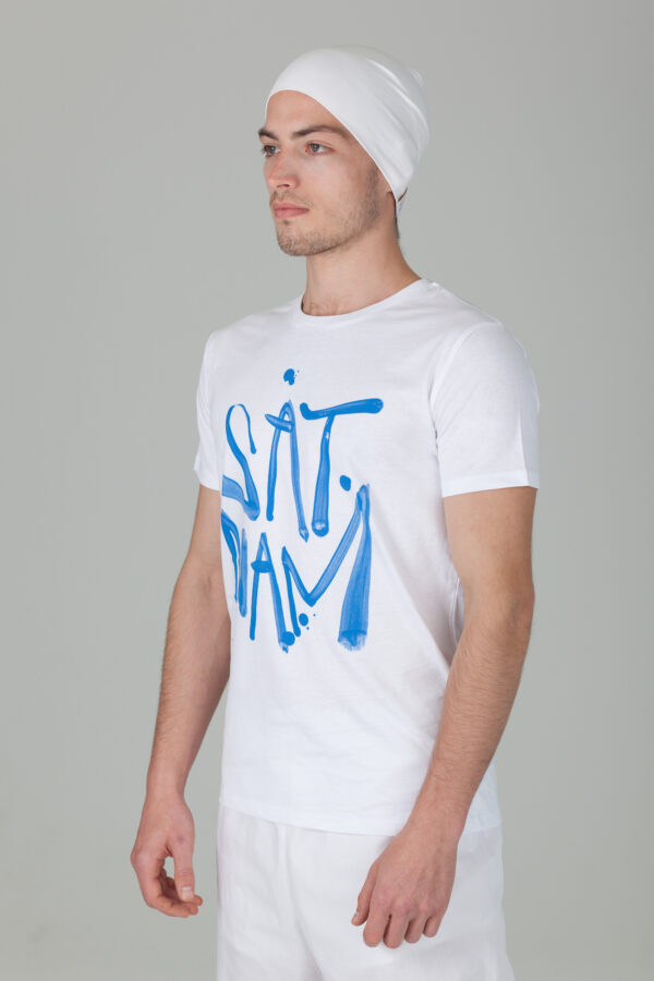 Männer Sat Nam T shirt Blau Rundhals – Bild 2